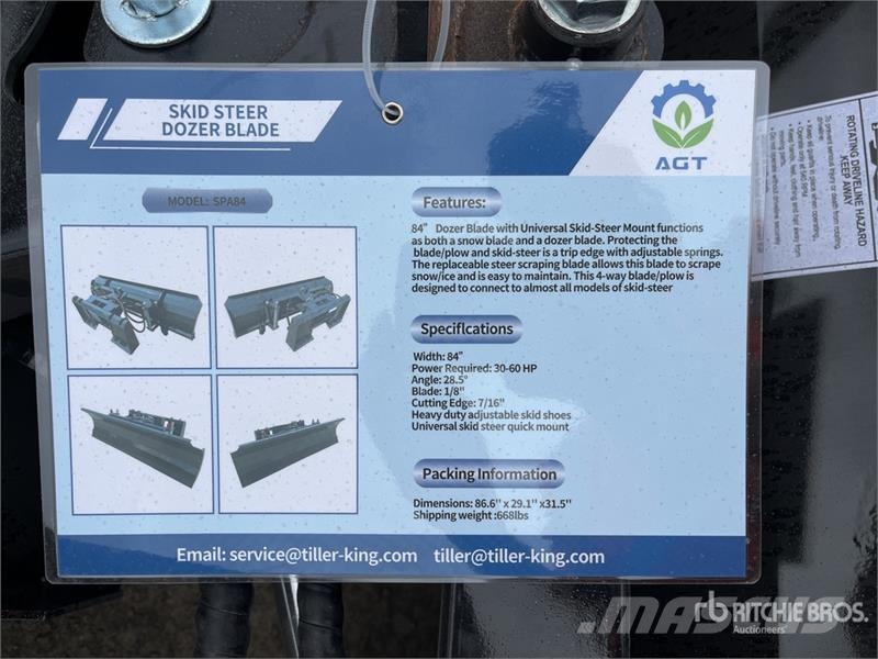 Mower King SPA84 2130 mm PAT Skid Steer Dozer (Unu Blades