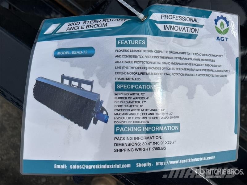  Mower King SSAB72 72 in Skid Steer Broom (Unused) Brushes