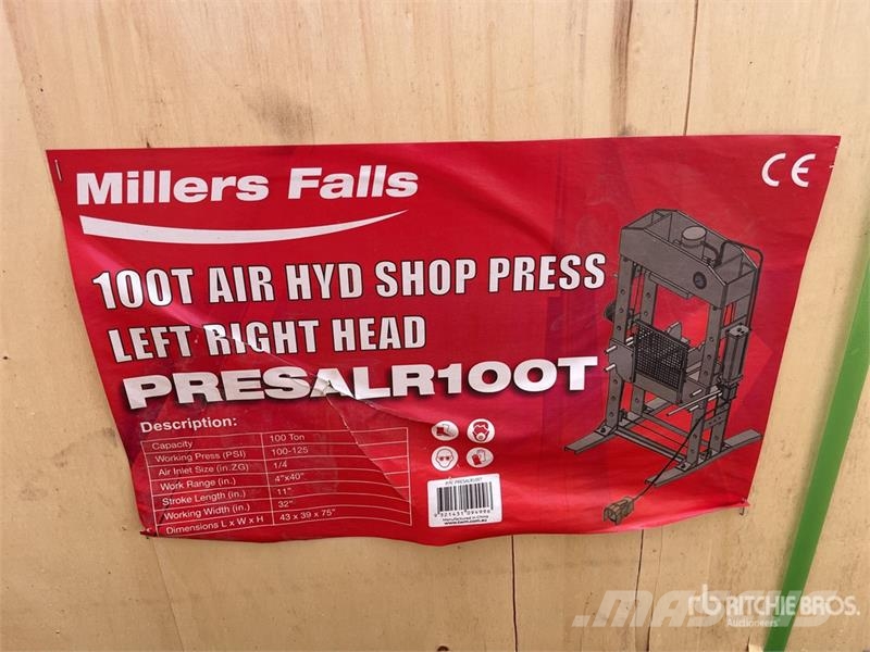 MultiQuip PRESALR100T 100 t Air Hydraulic Shop Press (Unused مكونات أخرى