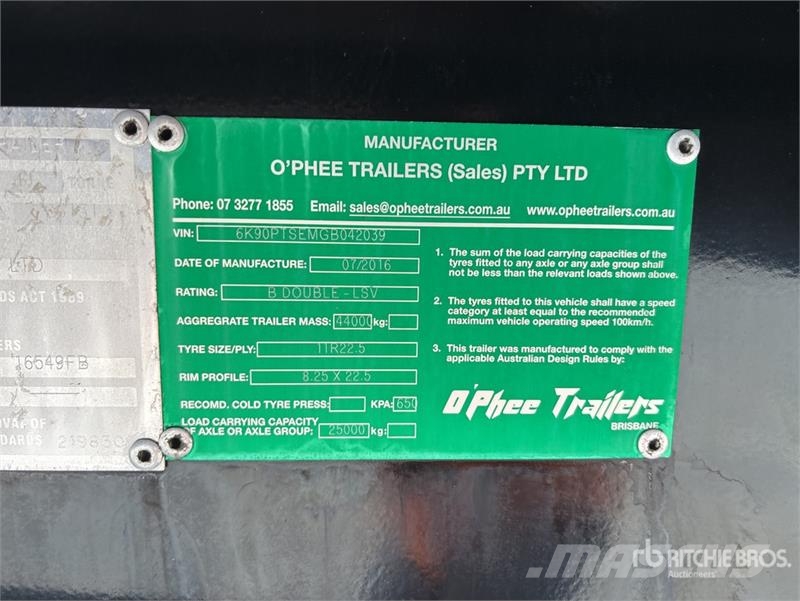 Ophee 10.2 m Tri/A Flatbed Trailer 自卸半挂车