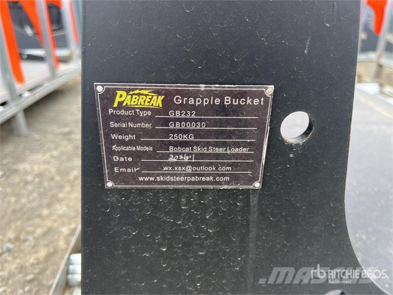  PABREAK GB232 2010 mm Skid Steer Grapple Bucket (U Grapples