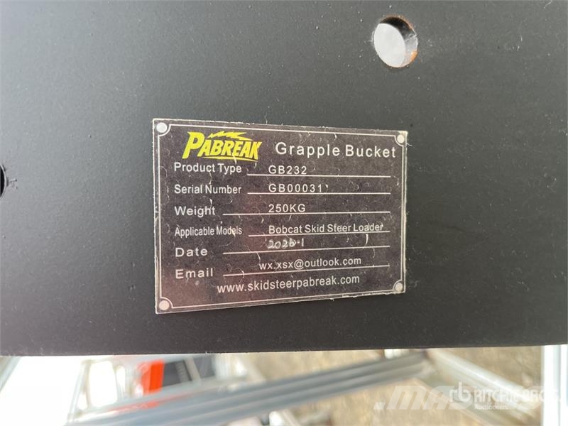  PABREAK GB232 2010 mm Skid Steer Grapple Bucket (U Grapples
