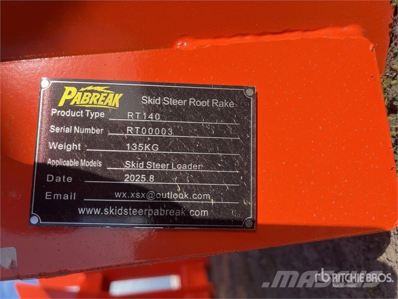 PABREAK RT140 1830 mm Skid Steer Root Rake (Unused Vändare och luftare