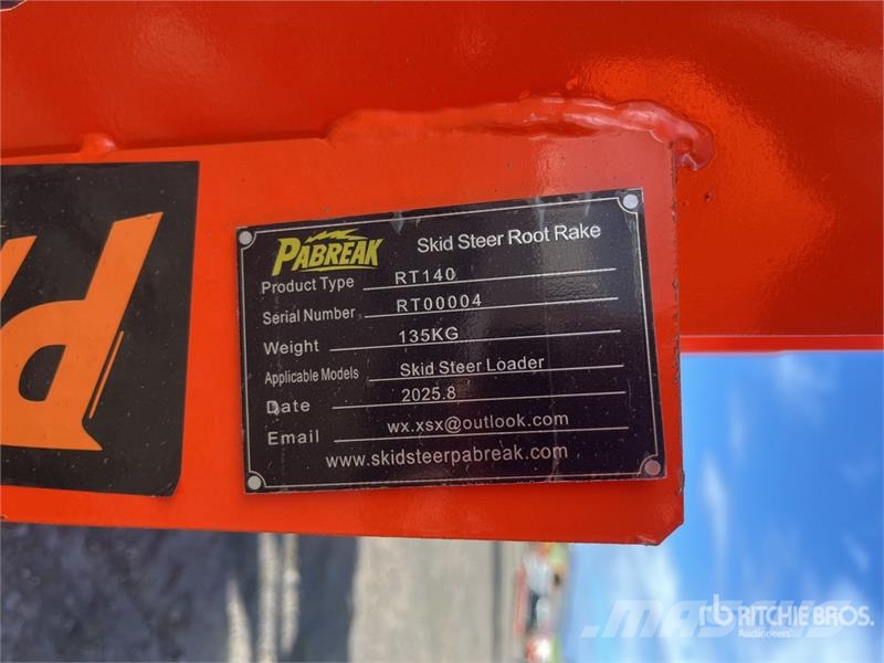 PABREAK RT140 1830 mm Skid Steer Root Rake (Unused Vändare och luftare