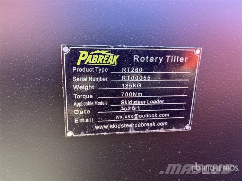 PABREAK RT260 1830 mm Skid Steer Tiller (Unused) Почвеные фрезы