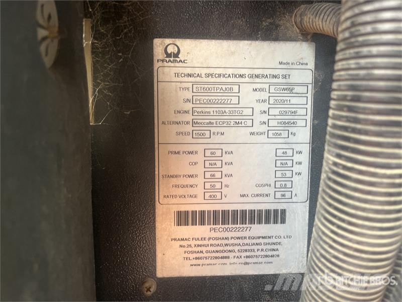 Pramac GSW65P 60 kVA Skid-Mounted Generator Set Naftové generátory
