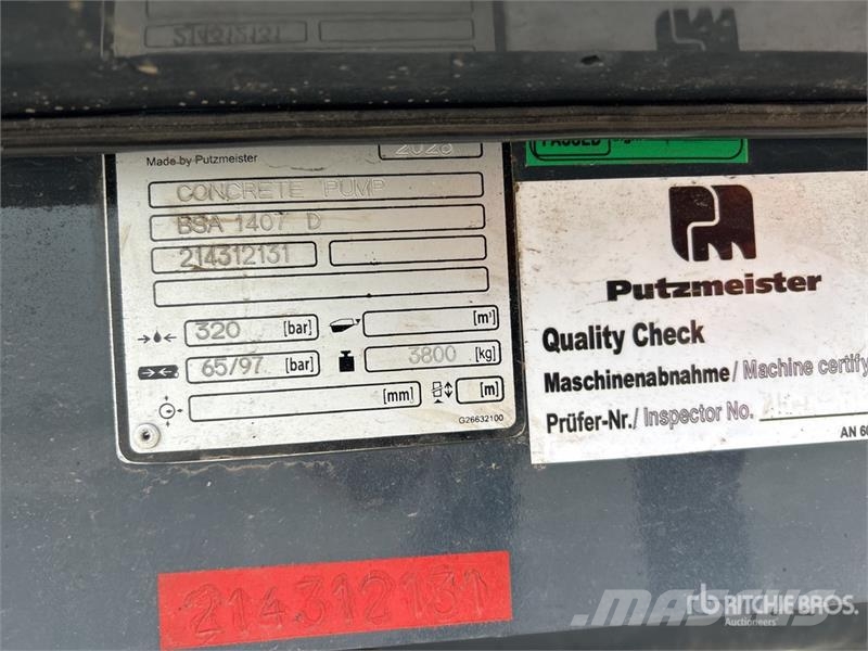 Putzmeister 1407D Concrete Pump (Unused) 콘크리트 펌프카