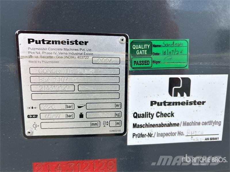 Putzmeister 1407D Concrete Pump (Unused) Samojezdne pompy do betonu