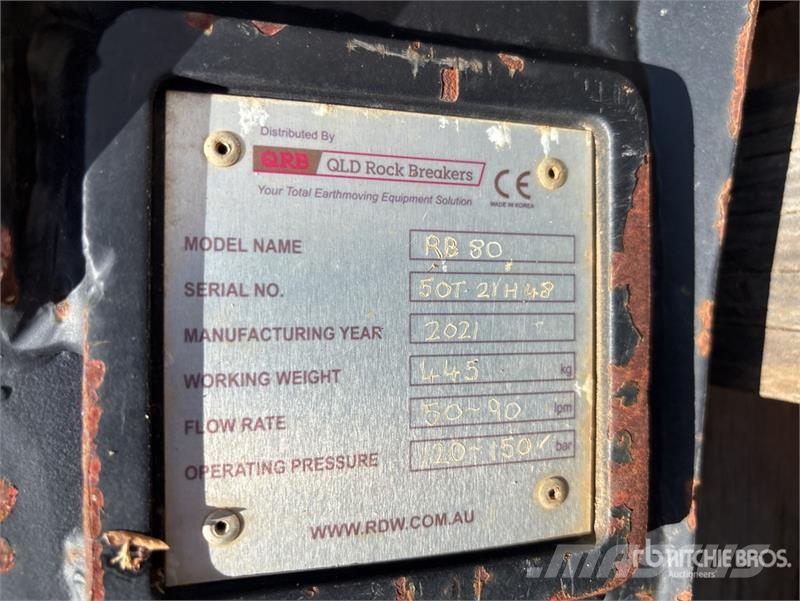 QLD Rock Breakers RB80 Hydraulic Breaker - Fits Hi Hammers / Breakers