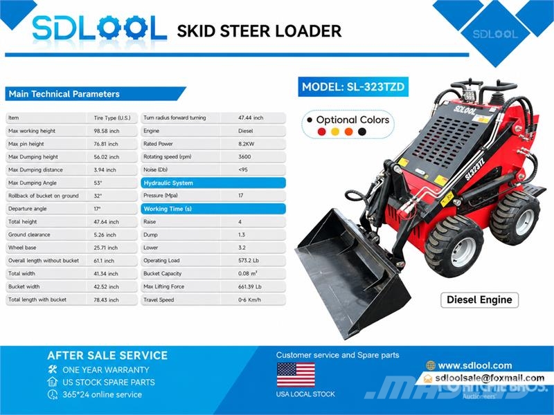 SDLOOL SL-323TZD Mini Skid Steer Loader (Unused) Lietoti riteņu kompaktiekrāvēji