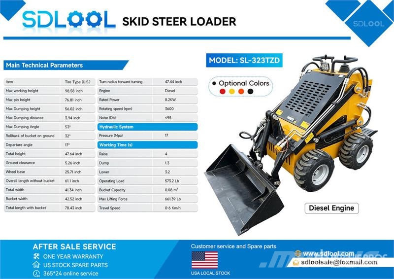 SDLOOL SL-323TZD Mini Skid Steer Loader (Unused) Skid steer loaders