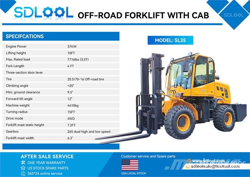 SDLOOL SL-35 4x4 Rough Terrain Forklift (Unused) Внедорожные погрузчики
