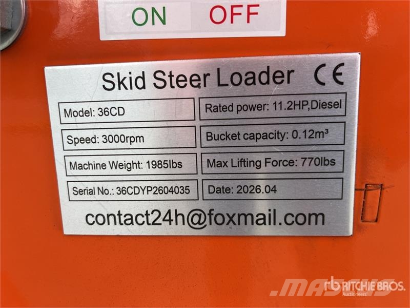  SDLOOL SL36CD Mini Skid Steer Loader (Unused) Skid steer loaders