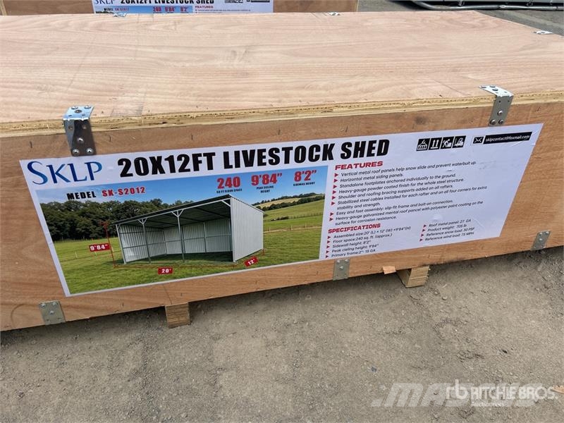 SKLP SK-S2012 20 ft x 12 ft Livestock Shed (Unused المباني الإطار الصلب