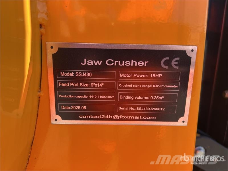  SKLP SK-SSJ430 Jaw Crusher (Unused) Crushers