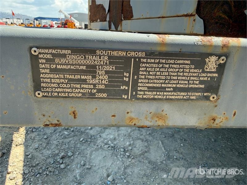SOUTHERN CROSS 2.4 m Bogie/A Equipment Trailer Biltransporter henger