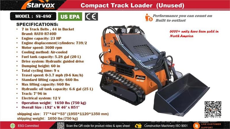STARVOX SV-480 Mini Compact Track Loader (Unused) Skid steer loaders