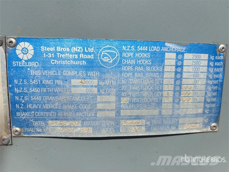 Steelbro 13.6 m Tri/A Side Loading Container Trailer Container trailers