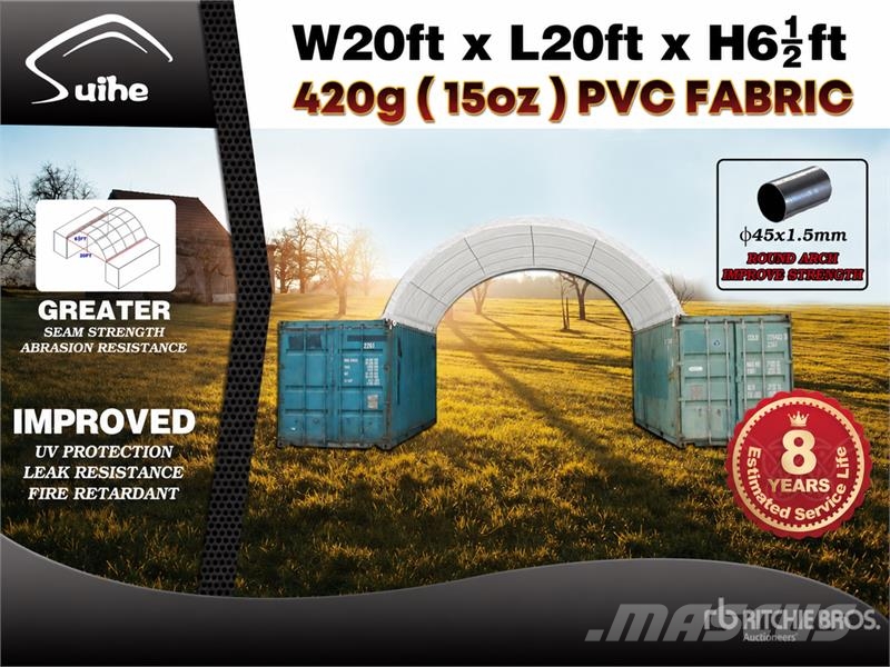 Suihe C2020-420gPVC 20 ft x 20 ft x 6.5 ft Storage Canop معدات البناء - غير ذلك