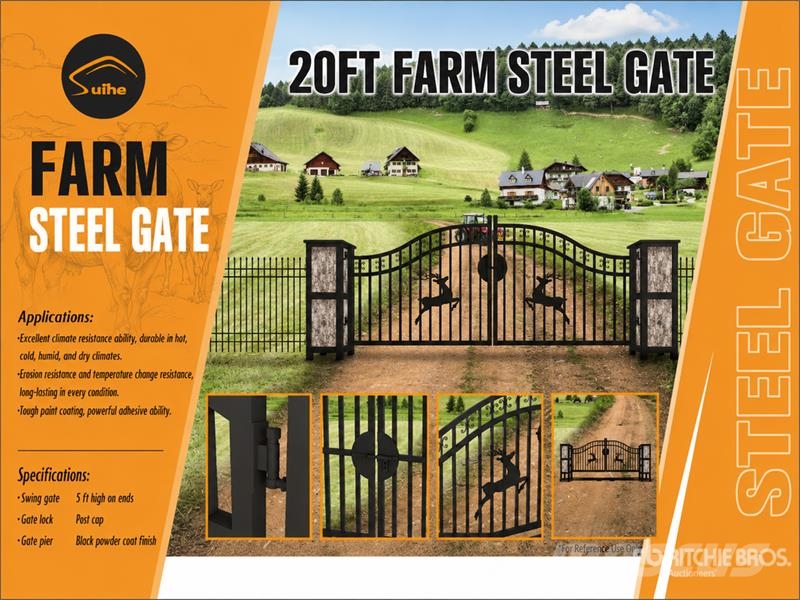 Suihe NFG-20FGP-E 20 ft Wrought Iron Bi-Parting Driveway ماكينات زراعية - غير ذلك