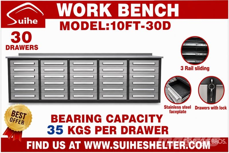 Suihe NWB-30DS -10 10 ft 30-Drawer Workbench (Unused) Inne akcesoria
