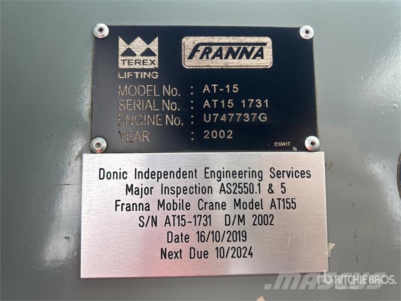 Terex Franna AT-15 4x4 Pick-and-Carry Crane Crane spares & accessories