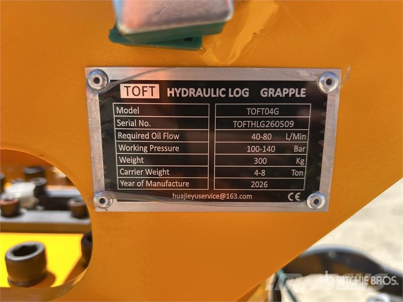 TOFT 04G Q/C Rotating Excavator Grapple - Fits 4 - Grappin