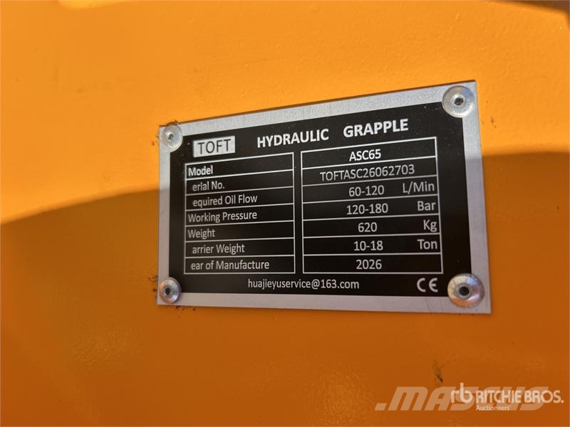 TOFT ASC65 Q/C Excavator Grapple - Fits 10 - 18 To Grappin