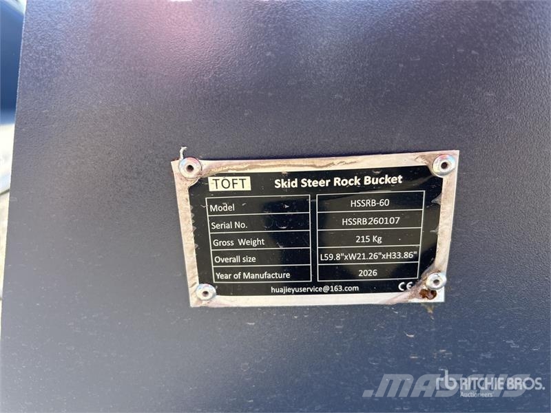 TOFT HSSB-60 1500 mm General Purpose Skid Steer Bu Buckets