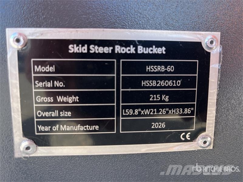  TOFT HSSB-60 1510 mm General Purpose Skid Steer Bu Buckets