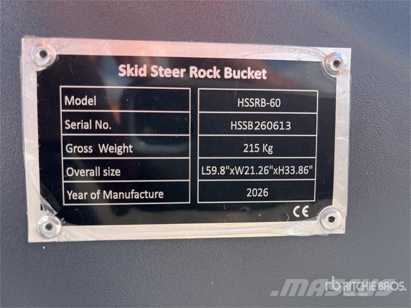 TOFT HSSB-60 1510 mm General Purpose Skid Steer Bu Buckets