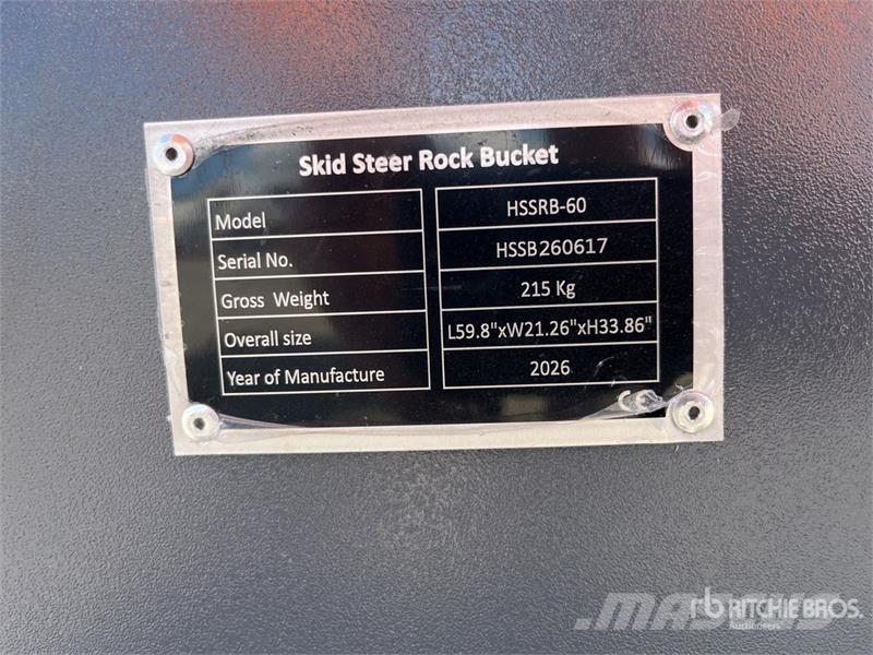  TOFT HSSB-60 1510 mm General Purpose Skid Steer Bu Buckets
