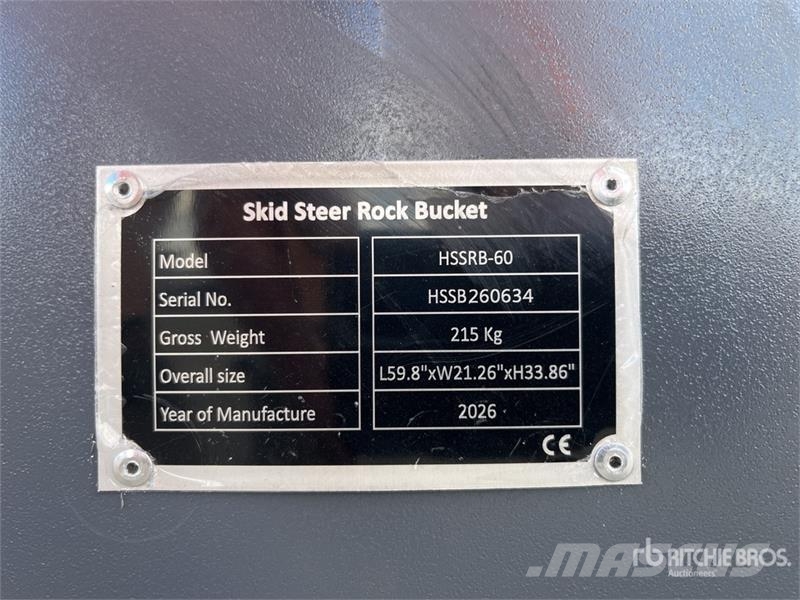  TOFT HSSB-60 1510 mm General Purpose Skid Steer Bu Buckets