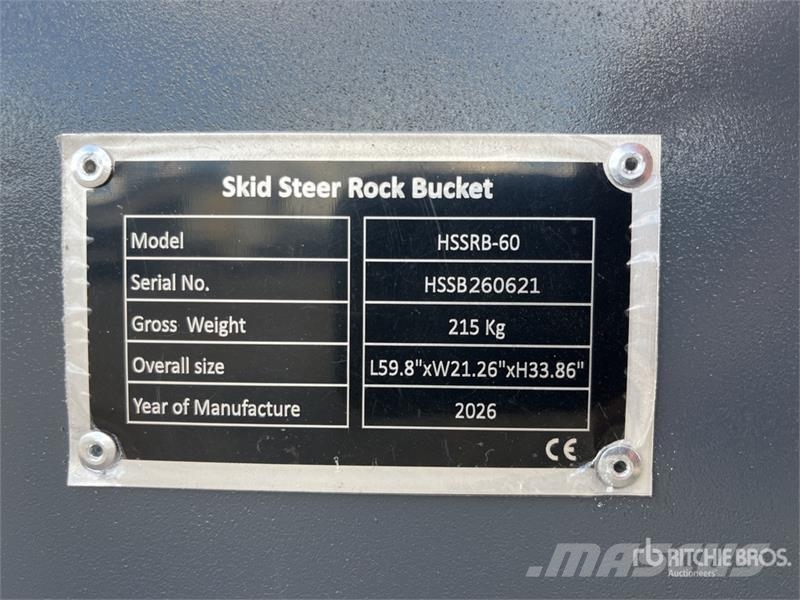 TOFT HSSB-60 1510 mm General Purpose Skid Steer Bu Buckets