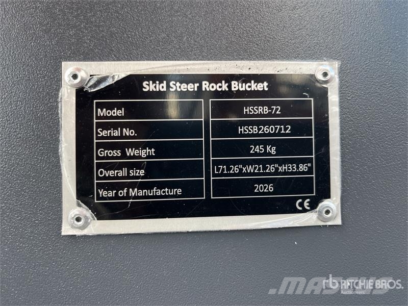  TOFT HSSB-72 1800 mm General Purpose Skid Steer Bu Buckets