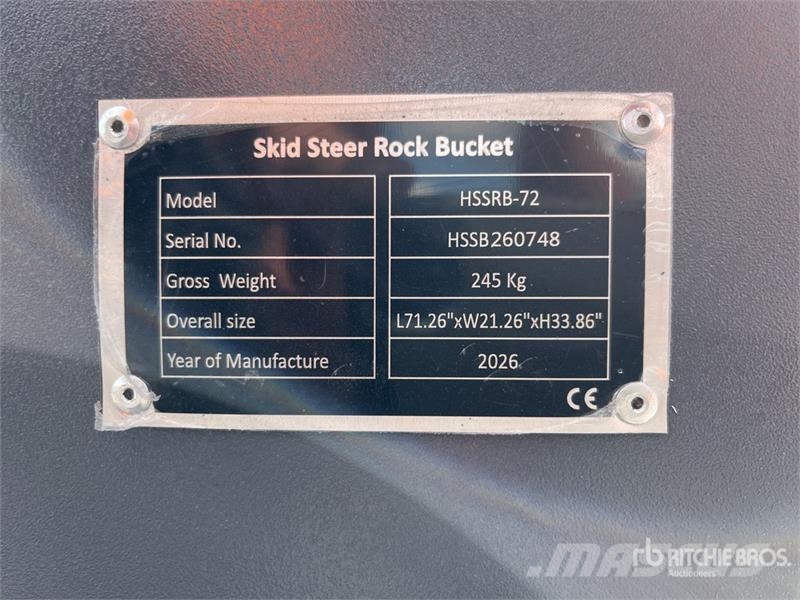  TOFT HSSB-72 1800 mm General Purpose Skid Steer Bu Buckets