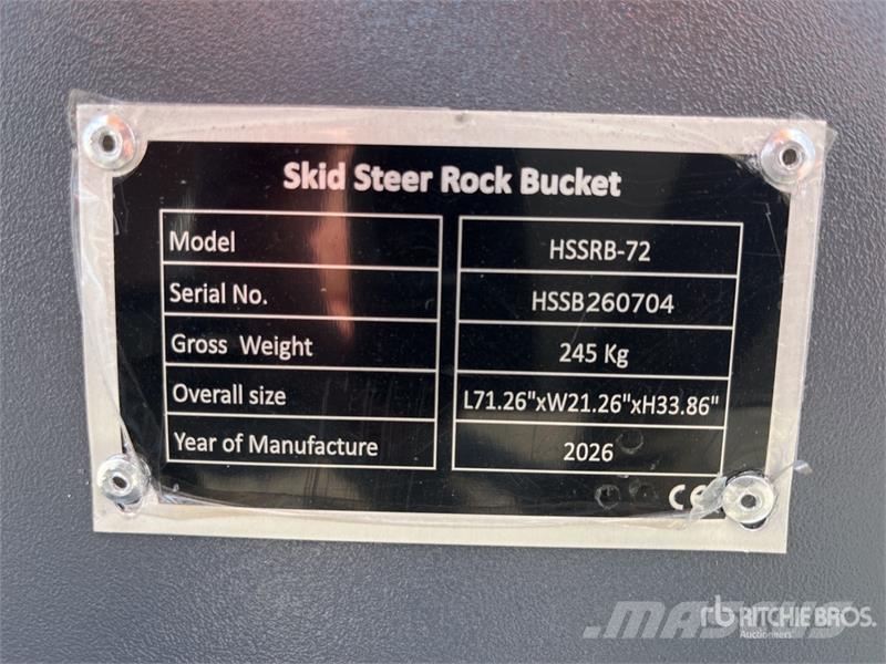 TOFT HSSB-72 1800 mm General Purpose Skid Steer Bu Buckets