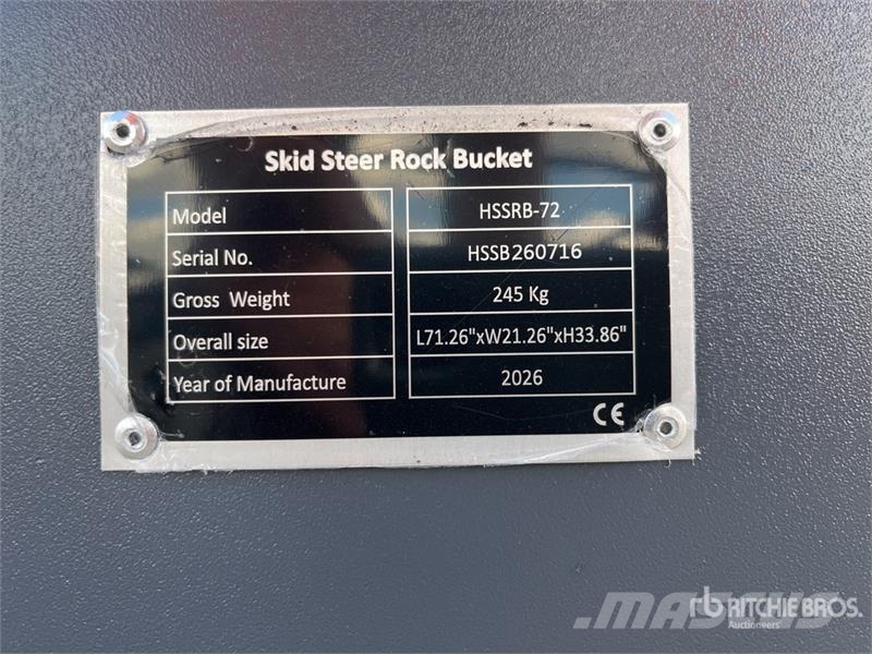  TOFT HSSB-72 1800 mm General Purpose Skid Steer Bu Buckets