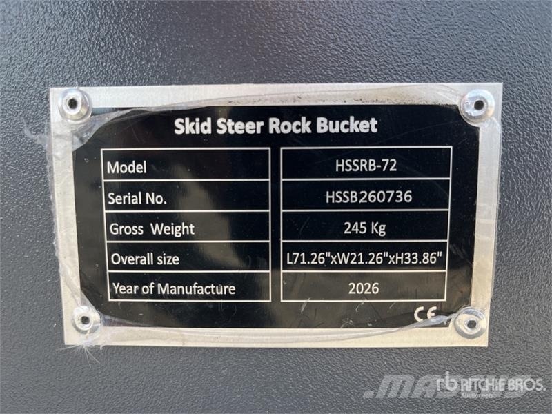  TOFT HSSB-72 1800 mm General Purpose Skid Steer Bu Buckets