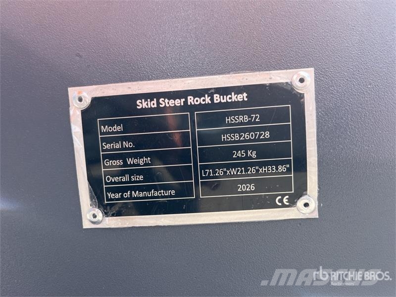 TOFT HSSB-72 1800 mm General Purpose Skid Steer Bu Buckets