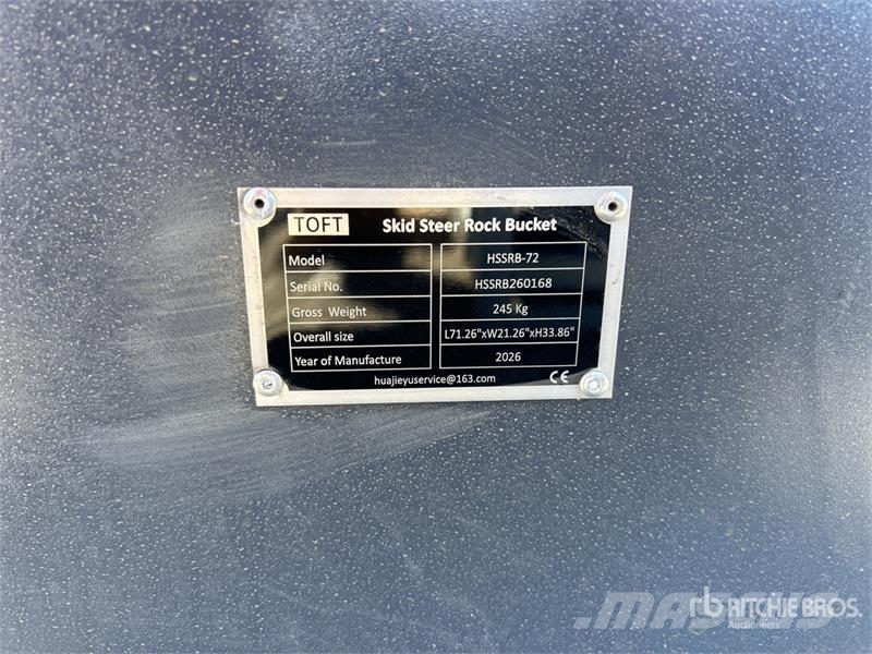 TOFT HSSB-72 1800 mm Skid Steer Bucket (Unused) Buckets
