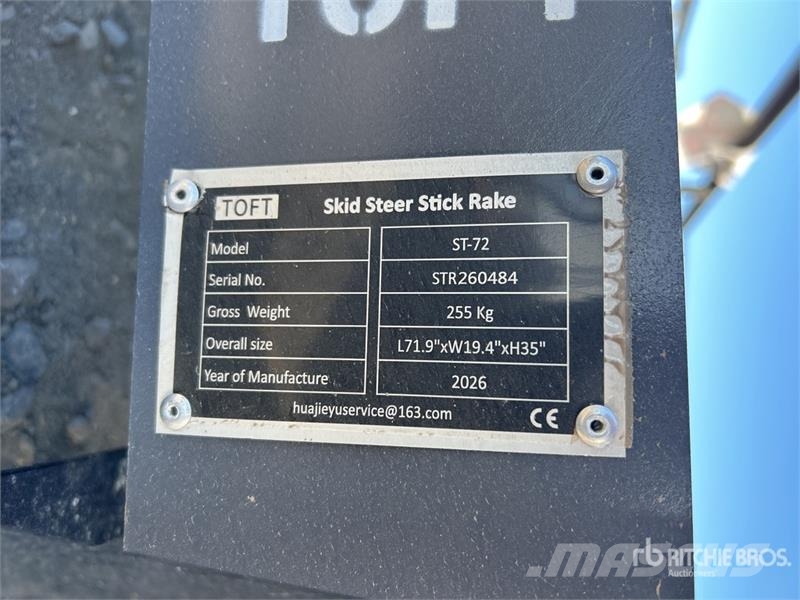 TOFT HSSB-72 Skid Steer Stick Rake (Unused) Drugi deli