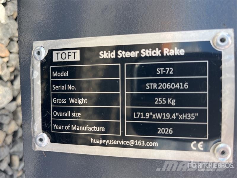  TOFT ST-72 1830 mm Skid Steer Stick Rake (Unused) Other components