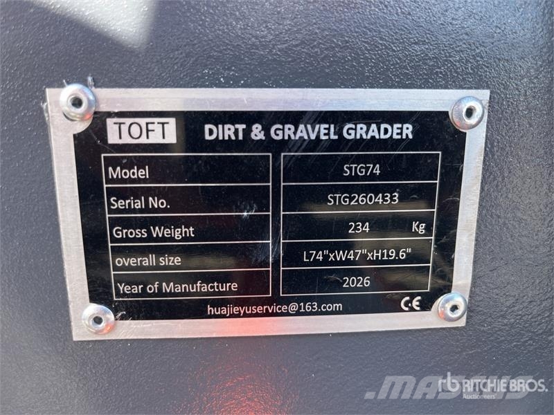 TOFT STG74 1890 mm Skid Steer Grader (Unused) Other components