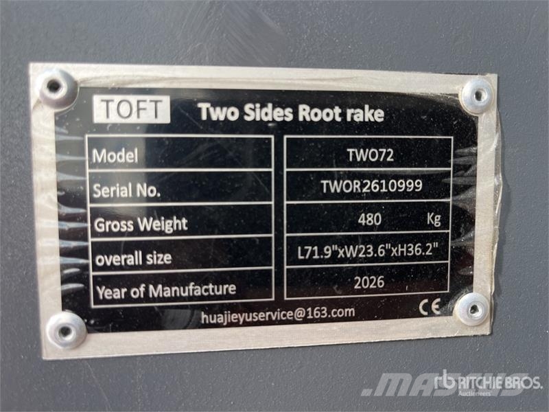  TOFT TWO72 1830 mm Excavator Rake - Fits 15-30 ton Vaalutid ja kaarutid
