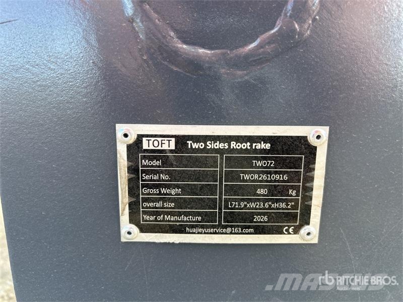  TOFT TWO72 72 in Excavator Rake - Fits 15-30 ton e مكابس وميبسات التبن
