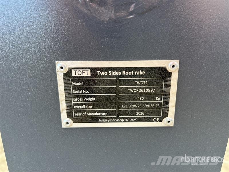  TOFT TWO72 72 in Excavator Rake - Fits 15-30 ton e مكابس وميبسات التبن