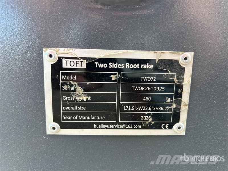  TOFT TWO72 72 in Excavator Rake - Fits 15-30 ton e مكابس وميبسات التبن