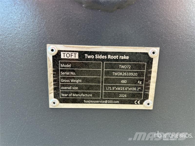  TOFT TWO72 72 in Excavator Rake - Fits 15-30 ton e مكابس وميبسات التبن