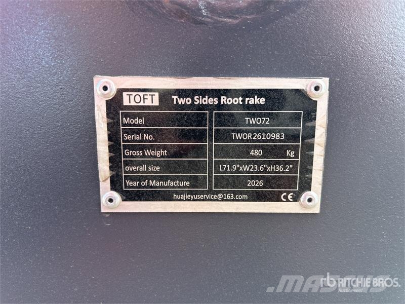  TOFT TWO72 72 in Excavator Rake - Fits 15-30 ton e مكابس وميبسات التبن